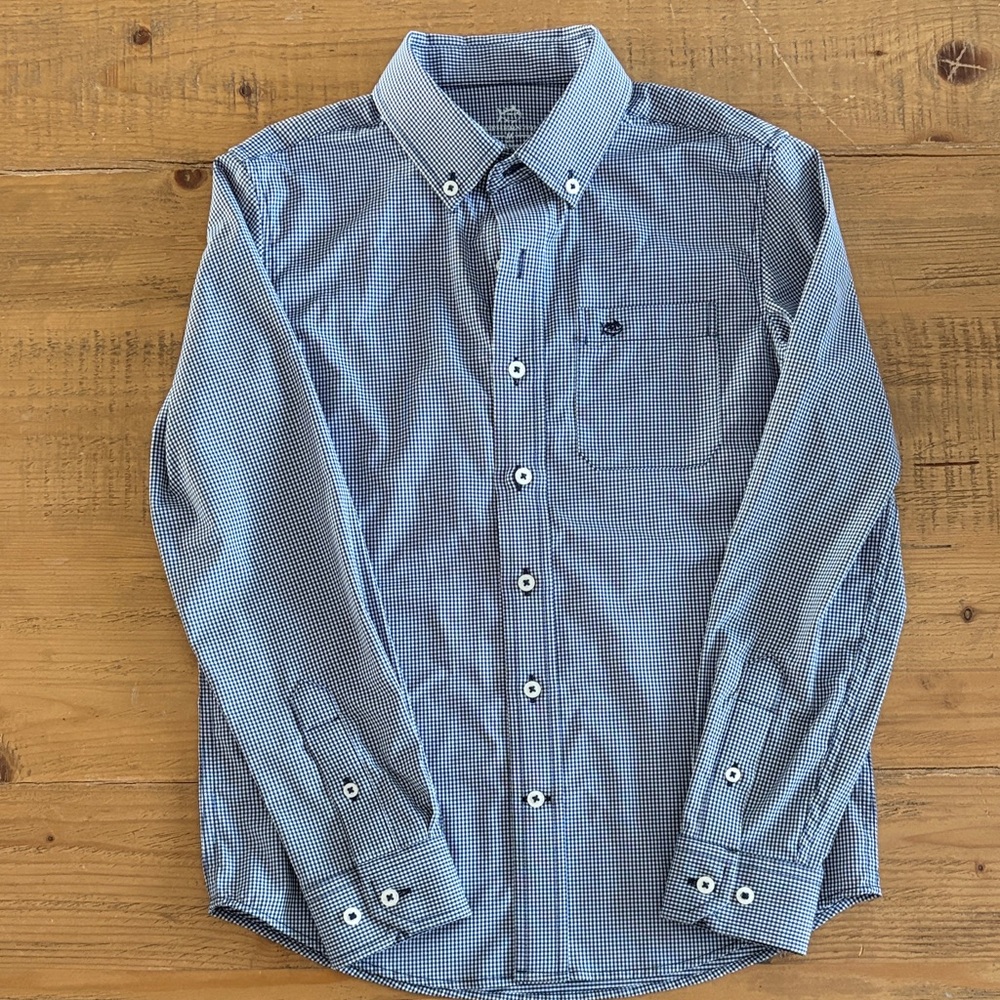 Southern Tide Kids Blue Checkered Button Down Shirt